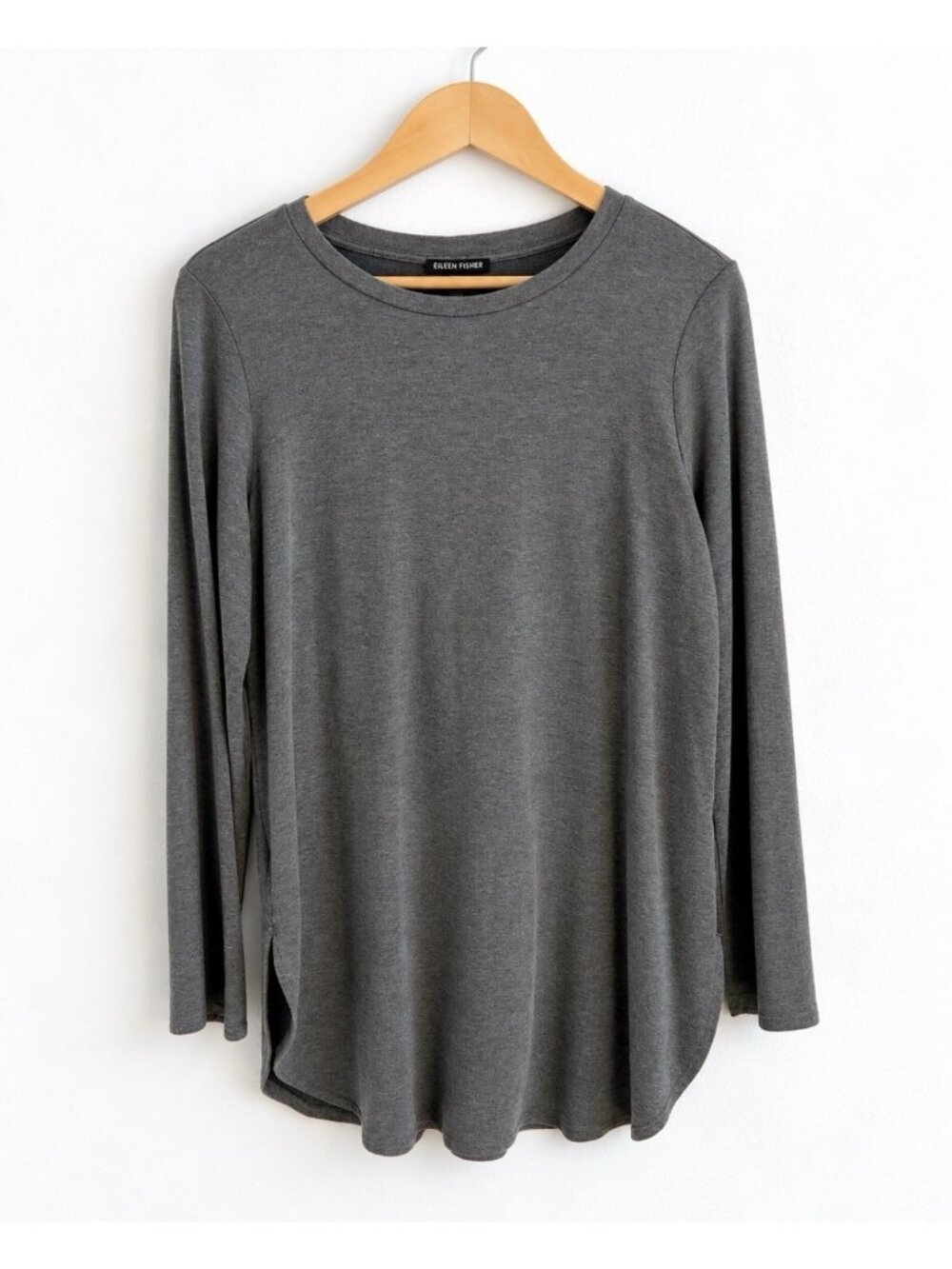 Eileen Fisher Tunic Top Tencel Lyocell Long Sleeve Lagenlook Gray Women’s M